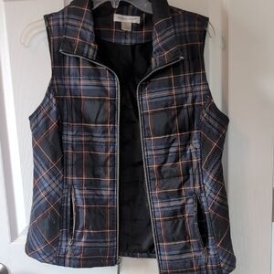 Christopher & Banks Blue and Black Quilted Vest